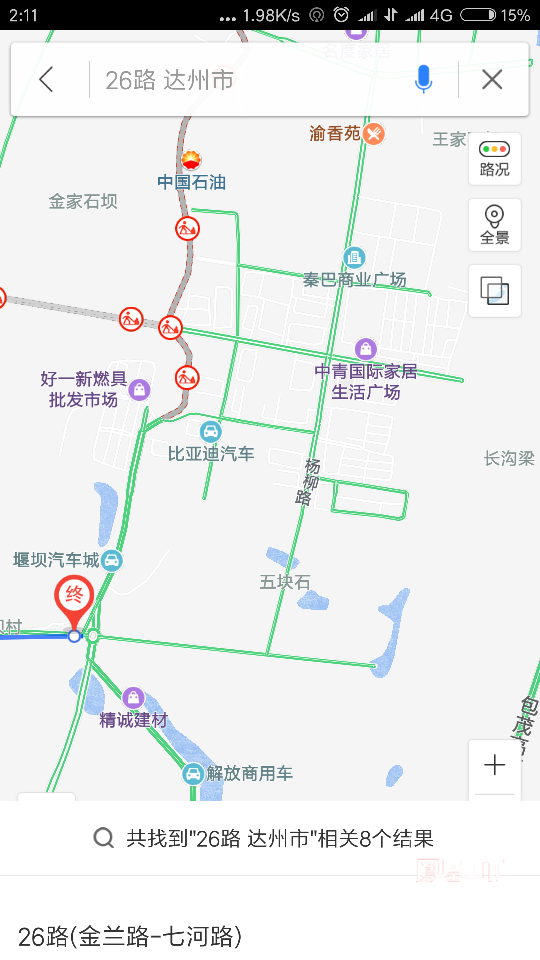 建议26路公交车终点站为莱克汽车城